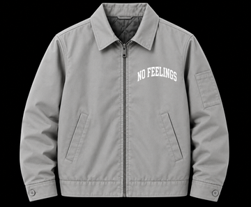 NO FEELINGS VARSITY WORK JACKET