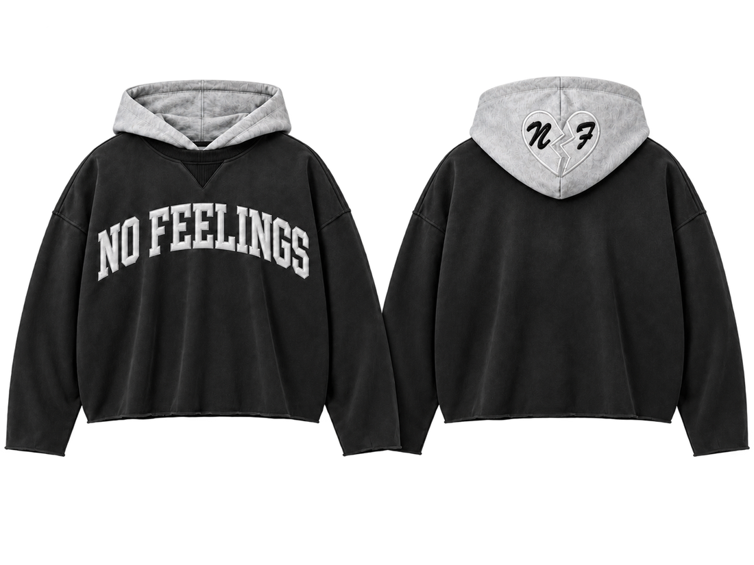 NO FEELINGS TWO-TONE HOODIE